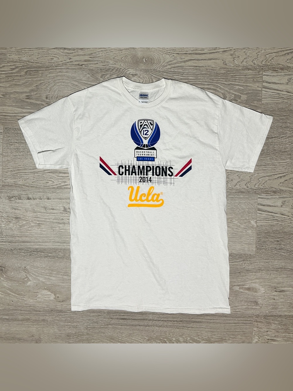 2014 UCLA NCAA Pac-12 Basketball Champions White Graphic T-Shirt
